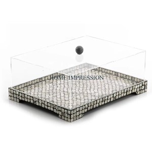 Ensemble de 2 supports à gâteaux de table en nacre de forme carrée, fait à la main, de différentes tailles, pour décoration, styliste fantaisie - Product Image 2