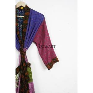 Elegant Japanese-Style Floral Kimono Robe <b>for</b> <b>Women</b> Traditional Design Full Length 100% <b>Silk</b> Comfortable Smooth Breathable - Product Image 3