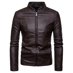 Fashionable Customized Brown <b>Sheepskin</b> Leather Vintage Windproof Eco-Friendly Genuine Leather Bomber <b>Jacket</b> for Men - Product Image 5