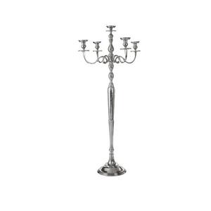 Candelabro de Metal de Diseño Elegante con Acabado Plateado para Decoración del Hogar y Centros de Mesa para Bodas, Candelabro de Pie de 5 Brazos - Product Image 2
