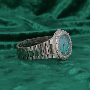 Montre automatique de luxe en moissanite glacée, acier inoxydable, cadran bleu, saphir étanche, style diamant, bracelet entièrement glacé - Product Image 4