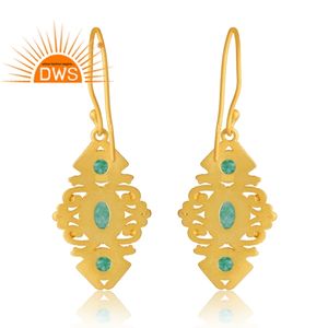 Hot Selling Sterling Silver 18K Gold Plated Natural Aventurine <b>Green</b> Quartz Gemstone Earring Demi Fine Jewelry Manufacturer - Product Image 4