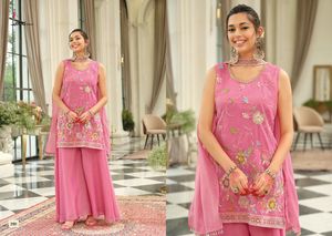 Último Modelo de Kurti Palazzo de Seda Simar Pesada con Dupatta, Fabricante de Surat, a Precio Económico - Product Image 2