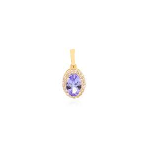 Pendentif en Tanzanite Naturelle Ovale Argent Sterling 925 Plaqué Or 14K Certifié IGI Pierre de Naissance de Septembre Collier Cadeau pour Enfants - Product Image 1