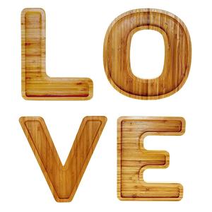 ALPHABETS EN BOIS DE MANGUE MOTS D'AMOUR POUR LE PETIT DÉJEUNER COLLATIONS DATTES & FRUITS SECS BONBONS AU CHOCOLAT PLATEAU DÉCORATIF - Product Image 1