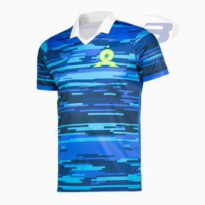 Mamelodi Sundowns Printed Custom Sublimated V-neck Football <b>Shirt</b> Breathable Quick Dry Lightweight <b>Polyester</b> Team Sportswear - Product Image 1