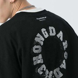 Logo personnalisé col rond goutte épaule t-shirt poids lourd 100% coton imprimé lettre graphique Streetwear hommes t-shirts - Product Image 6