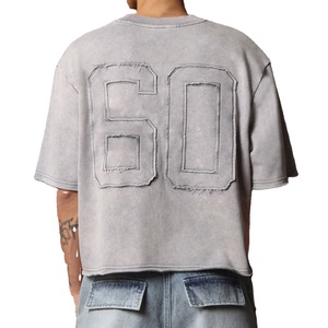 เสื้อยืดเอวลอยเข้ารูปโอเวอร์ไซส์สำหรับผู้ชายเสื้อยืดผ้าคอตตอนเย็บปักด้านหลังเป็นเลขที่กำหนดเอง100% - Product Image 3