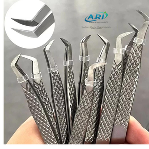 Instrumentos Quirúrgicos Profesionales ARI, Pinzas Curvas de Acero Inoxidable con Empuñadura de Diamante, Juego de Pinzas Duraderas para Extensión de Pestañas, Precisión para Pestañas - Product Image 1
