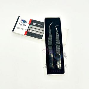 Plasma noir pointes pointues pince à épiler extension de cils poignée profonde botte à 90 degrés forme incurvée outil de beauté en acier inoxydable - Product Image 2