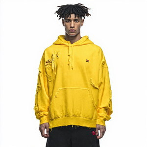 Sweat à capuche oversize zippé en molleton brodé et vieilli 450 GSM pour homme - Personnalisable - Product Image 4