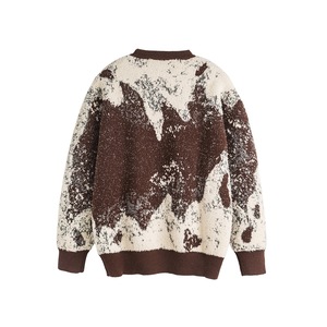 Usine de haute qualité en gros Logo personnalisé Streetwear Tri-mélange Jacquard cravate teint motif tricots pull unisexe pour hommes femmes - Product Image 5