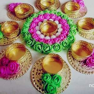 เสื่อ rangoli หลากสีสดใสทำด้วยมือสำหรับงานแต่งงานดิวาลีของตกแต่งเทศกาลวันพ่อที่วางเทียน - Product Image 5