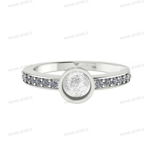 Vente en gros, ensemble de bagues rondes en argent Sterling 925 pour femmes, bijoux indiens, lunette vierge, 6mm - Product Image 4