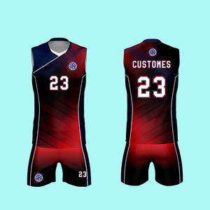 ชุดยูนิฟอร์มวอลเลย์บอลแบบไม่มีแขน ผลิตจากโรงงาน พิมพ์ลาย แห้งเร็ว 100% โพลีเอสเตอร์ ทนทาน มีหลายสีให้เลือกสำหรับทีม - Product Image 3