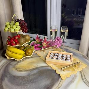 Plateau en résine de haute qualité avec sous-verres, fait main, personnalisable, ensemble de service décoratif pour salon, bureau, salle de séjour, mariage - Product Image 6