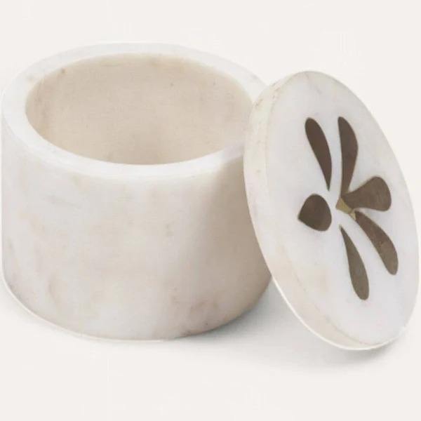 White Marble with Brass Inlay (custom colors on demand)