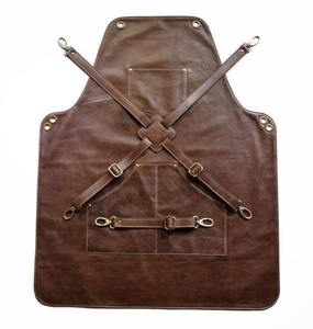 Tablier en cuir avec logo de haute qualité, taille adulte, réglable, dos croisé avec poches LPN-0072 - Product Image 1