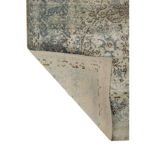 Tapis noué à la main en laine et soie Aurora Ivory, modèle classique AKWS-13049, grand rectangle, motif médaillon abstrait, pour salon et couloir. - Product Image 5