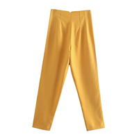 Pantalon droit taille haute formel pour femme, plissé devant, longueur intégrale, en tricot écologique Spandex/Polyester, infroissable, été