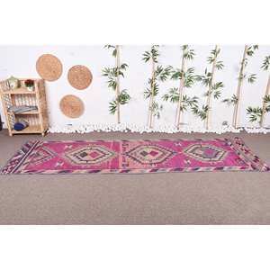 Alfombra turca Vintage estilo bohemio 2,9X9,7 pies tejido plano Material de lana Patchwork para decoración para sala de estar Uso de pasillo látex - Product Image 2