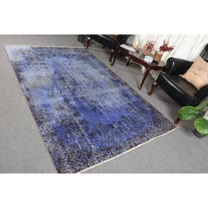 พรมขนสัตว์สีน้ำตาลฟ้าคลาสสิกขนาด5.3x8.6ฟุตงานปะต่อทรงสี่เหลี่ยมผืนผ้าลายทางสำหรับห้องนั่งเล่นยางรองหลังสำหรับบ้าน - Product Image 4
