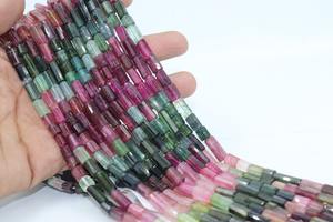 Cuentas de Turmalina Natural Multicolor Facetadas, Perforadas Centralmente, en Forma de Tubo y Tubería, 7x12mm, 17 Pulgadas, para la Fabricación de Joyas, Gran Venta - Product Image 5