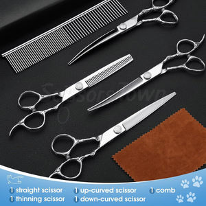 Durable Stainless Steel Pet Grooming <b>Scissors</b> Set for Easy Fur Cutting and Styling for All Breeds - Product Image 6