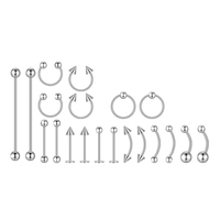 Kit d'outils de piercing corporel 41 pièces comprenant des pinces à septum, des pinces de serrage, 20 aiguilles de piercing en acier inoxydable 316L, 20 pour usage esthétique