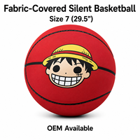 Ballon de basketball silencieux en mousse PU de 29,5 pouces (taille 7) avec revêtement en tissu, toucher doux, faible bruit, pour jeu en intérieur, motif logo personnalisé, approvisionnement en gros
