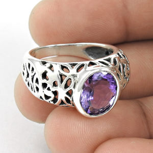Vintage Gift Wedding Anniversary 925 <b>Silver</b> Natural Amethyst Gemstone Stylish 925 Sterling <b>Silver</b> <b>Ring</b> for <b>Men</b> & Women Wholesale - Product Image 1