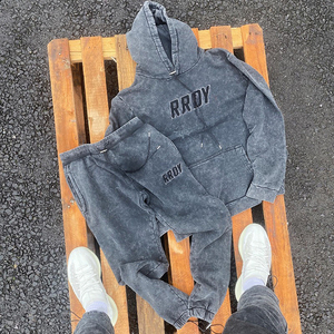 Chándal personalizado de gran tamaño para hombre, Sudadera con capucha, ropa de calle, 300gsm, patrón de alto peso, para hombre - Product Image 4