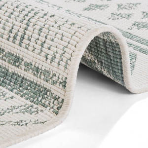 Indoor-<b>Outdoor</b> Reversible Geometric Green <b>Rug</b> by Netline Home Tufted Polypropylene Door Mat - Product Image 2