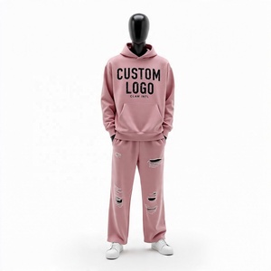 Ensemble de pantalons de survêtement baggy surdimensionnés de haute qualité avec logo personnalisé vêtements de sport pour hommes avec sweat à capuche vierge survêtements pour hommes - Product Image 4
