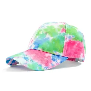 2023 Blank Fashion Tie Dye Sports Fashion Cotton Customized Adjustable Washed Baseball Hat For Men Women