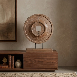 Pièce de monnaie en bois Statue ornement décor à la maison Sculpture dessus de Table accessoires maison bureau bureau décoration - Product Image 5