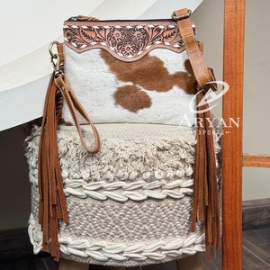 Los bolsos de cuero mecanizados a mano más vendidos, monederos y bolsos de mano para mujer, bolsos de hombro tipo bandolera con flecos de piel de vaca auténtica de lujo - Product Image 1