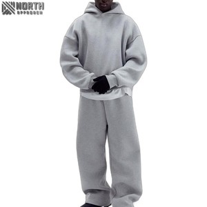 Chándal de poliéster y algodón pesado de alta calidad para hombre, chándal holgado en blanco para hombre, chándal Vintage - Product Image 1