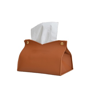 Boîte à mouchoirs en cuir PU en gros |   Distributeur de mouchoirs de bureau durable avec plusieurs options de couleurs et logo personnalisé - Product Image 2