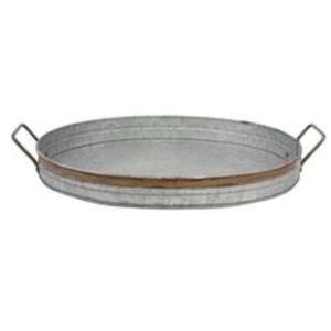 Plateau de service rectangulaire en métal galvanisé avec charme patiné parfait pour servir des collations ou créer des présentoirs de table rustiques - Product Image 6