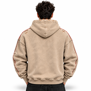 Sweat à capuche moderne pour homme, effet vieilli, avec accents en tissu texturé, silhouette tendance et style décontracté exclusif - Product Image 2