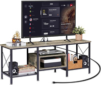 TV-Ständer mit Steckdosen, Industrial Media Entertain ment Center, 3-stufige offene Regale und Metallrahmen für Wohnzimmer und Schlafzimmer