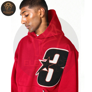 Durable <b>Fleece</b> <b>Men</b> Hoodie, Thick Warm Pullover Jackets Custom Logo Printing Regular Fit Overhead Hoodie With Applique Embroidery - Product Image 3