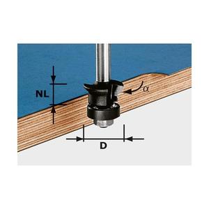 Festool Carbide Tipped Router Bits HW S8 D24/0 +45 <b>Edge</b> Trimming Chamfer <b>Cutter</b> - Product Image 1