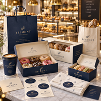 Ensemble d'emballages de boulangerie personnalisés AT PACK avec boîte cadeau imprimée avec logo, sac en papier et emballage pour desserts pour les cafés et les salons de thé