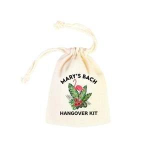 Custom Name Flamingo <b>Hangover</b> <b>Kit</b> Cotton Bags Party <b>Recovery</b> Bags with Personalized Flamingo Design - Product Image 1