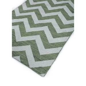 Alfombras de Lana y Viscosa Tejidas Planas Verdes Indusbar Adwv-13026 para el Hogar, Dormitorio, Sala de Estar, Habitación de Adolescentes, Rectangulares con Rayas Chevron - Product Image 2