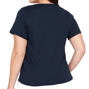 T-shirt de marque à manches courtes de bonne qualité, haut court en coton tricoté, T-shirts de fitness, OEM, fournisseur de t-shirts pour femmes à bas prix - Product Image 3