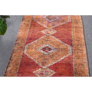 Alfombra de lana turca Vintage de 27x97ft, diseño clásico de retazos naranja y rojo, área grande, rectángulo, pasillo, tejido plano con respaldo de piel - Product Image 5