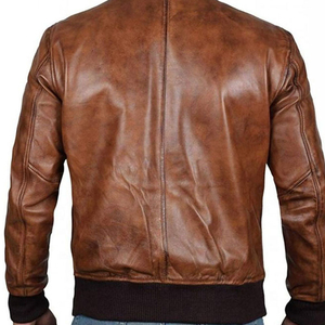 Chaquetas Chaqueta de cuero de camello desgastada de alta calidad Chaqueta de moda de cuero real para hombres Chaqueta razonable de piel de cordero pura para hombres - Product Image 6